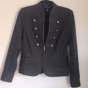 INC Dark grey zip up blazer.